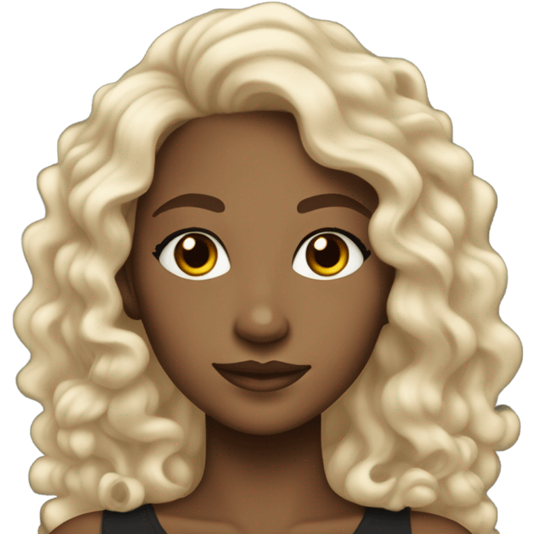 Beautiful teenage light skinned black woman with long black curls emoji