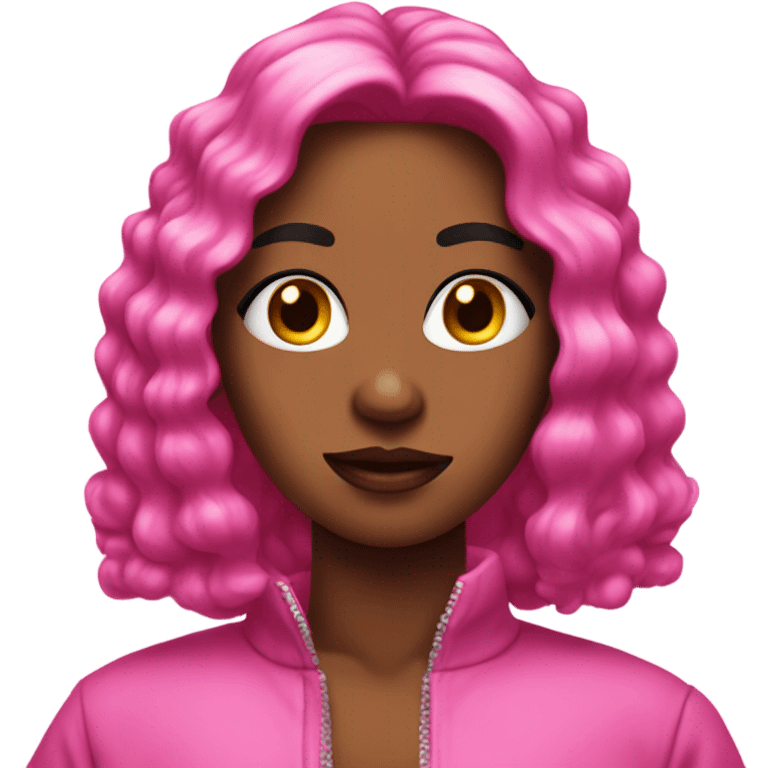 Baddie in pink with nails on  emoji