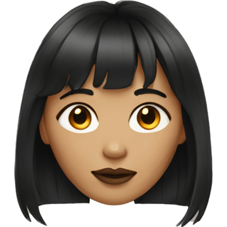 a woman with dark hair, bangs, and a gold septum ring  emoji