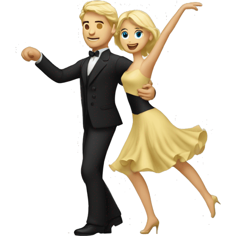  man with blond hair and woman with black hair dancing waltz emoji