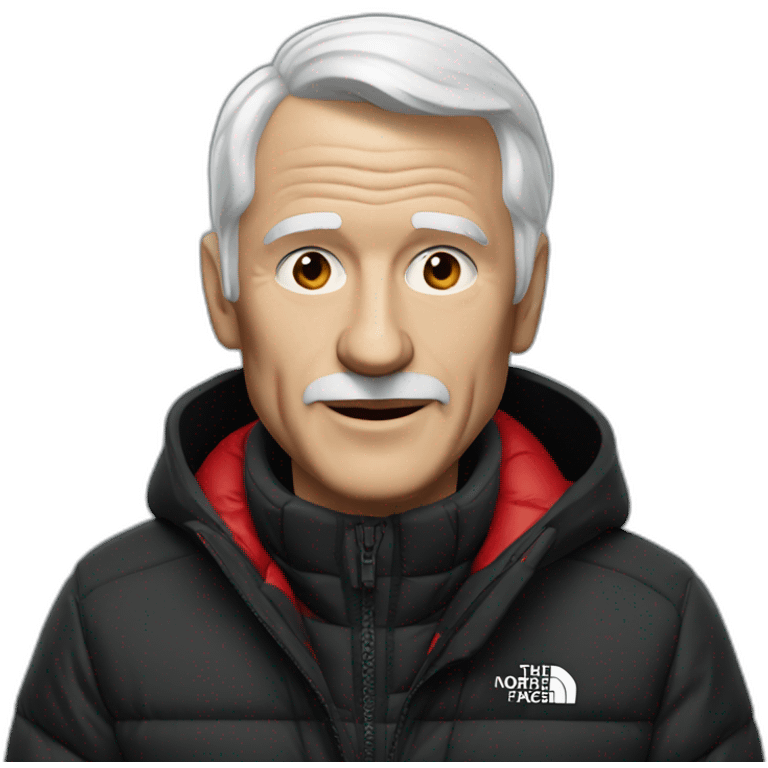 old white men with black and red supreme north face jacket emoji