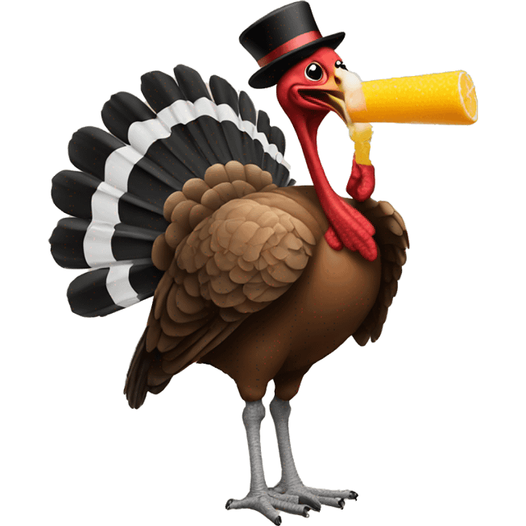 turkey smoking a cigarette and drinking a mimosa emoji