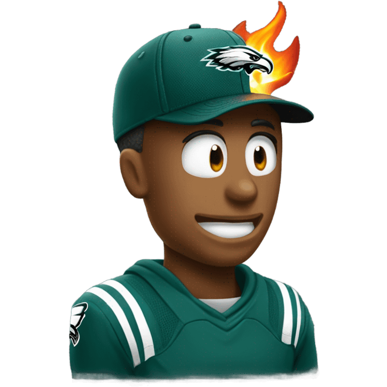 Flame wearing and Philadelphia Eagles hat emoji