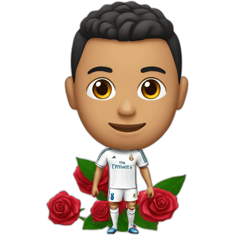 Ronaldo with real madrid shirt give a rose emoji