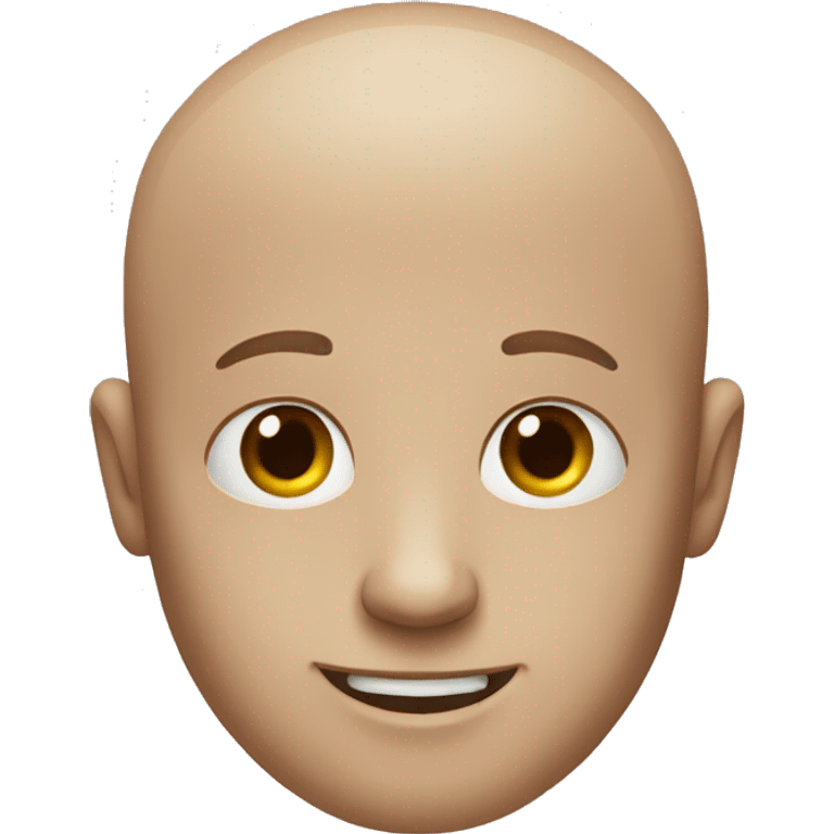 Guy with a small smile and baldness emoji