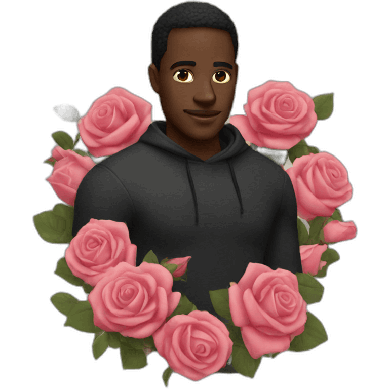 Black man with roses emoji