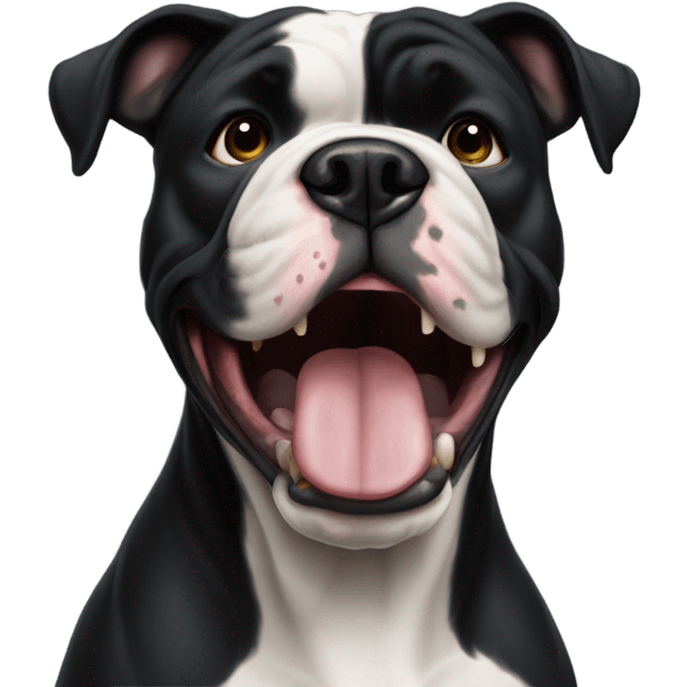 All black color American bulldog with large underbite  emoji