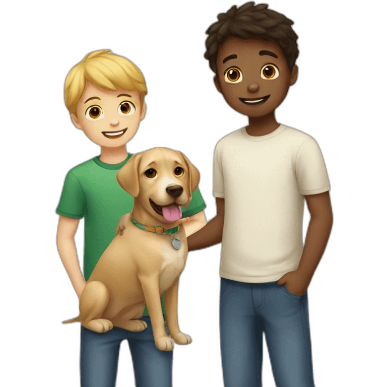 two boys with labrador emoji