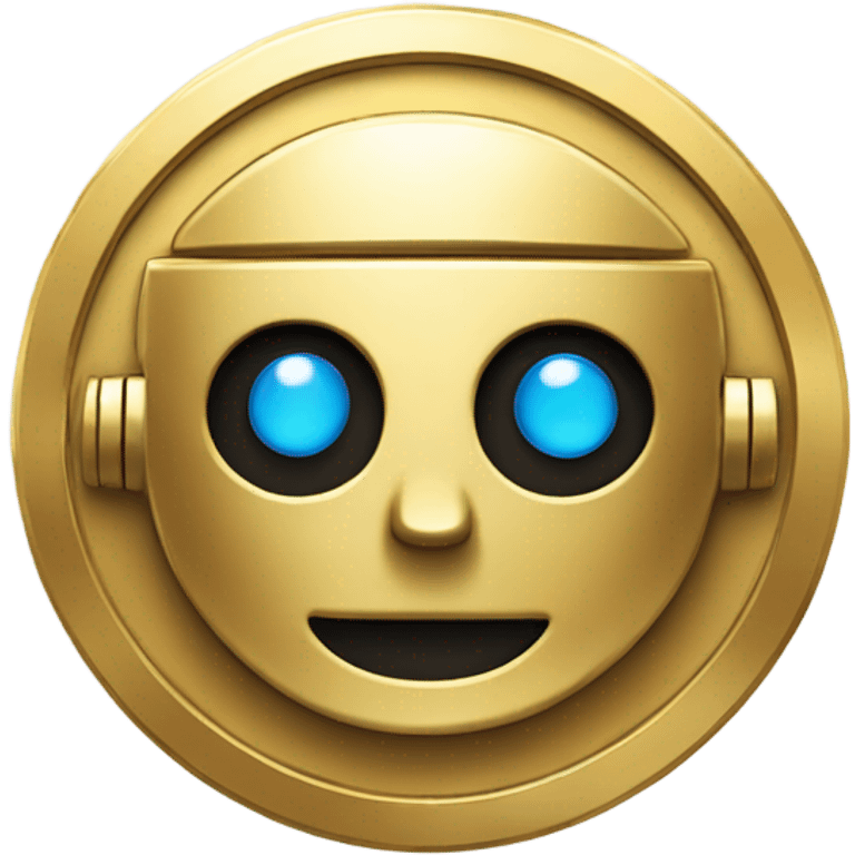 gold coin with robot design emoji