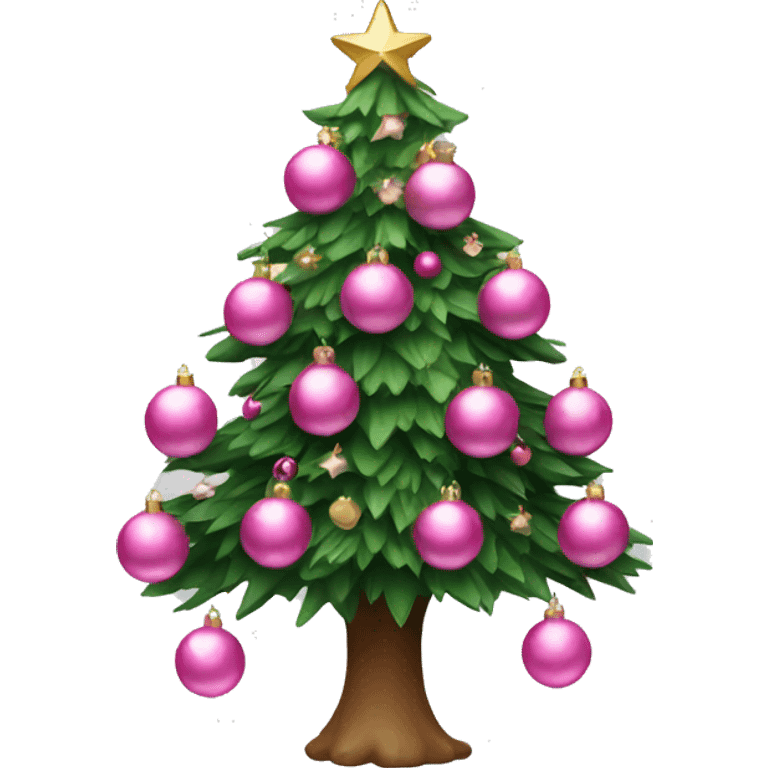 Christmas tree with pink ornaments  emoji