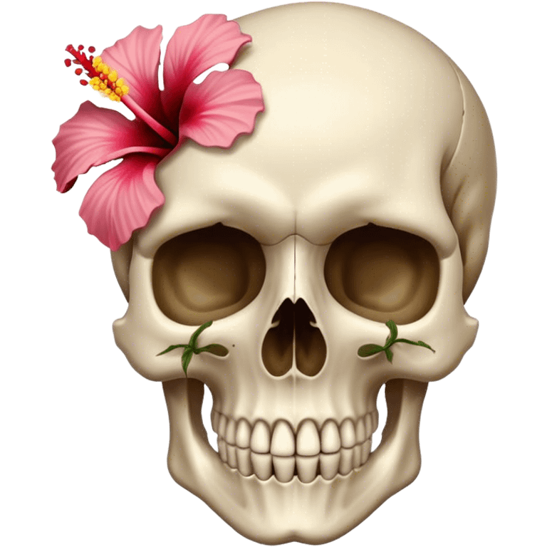 Skull with hibiscus behind left ear  emoji