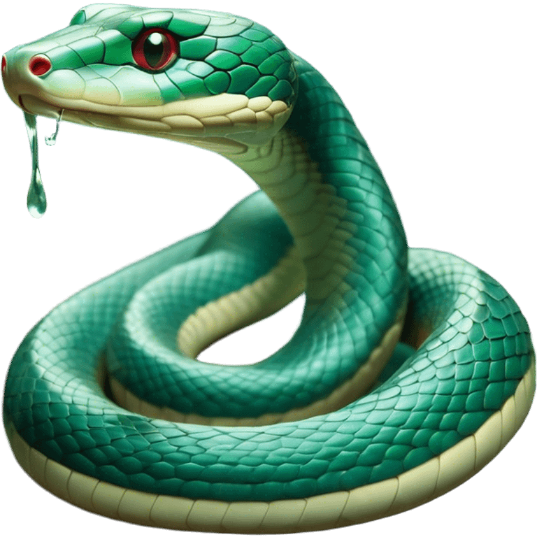 Cinematic Noble Chinese Water Snake Portrait Emoji, Poised and graceful, with a slender, sinuous build and a sleek, iridescent coat of muted greens and blues, deep-set soulful eyes, Simplified yet sharp and sophisticated features, highly detailed, glowing with a soft, dignified aquatic glow, high shine, intelligent and fluid, stylized with an air of waterborne elegance, focused and attentive, soft glowing outline, capturing the essence of a watchful and confident water snake that feels as though it could glide out of the screen with effortless authority! emoji