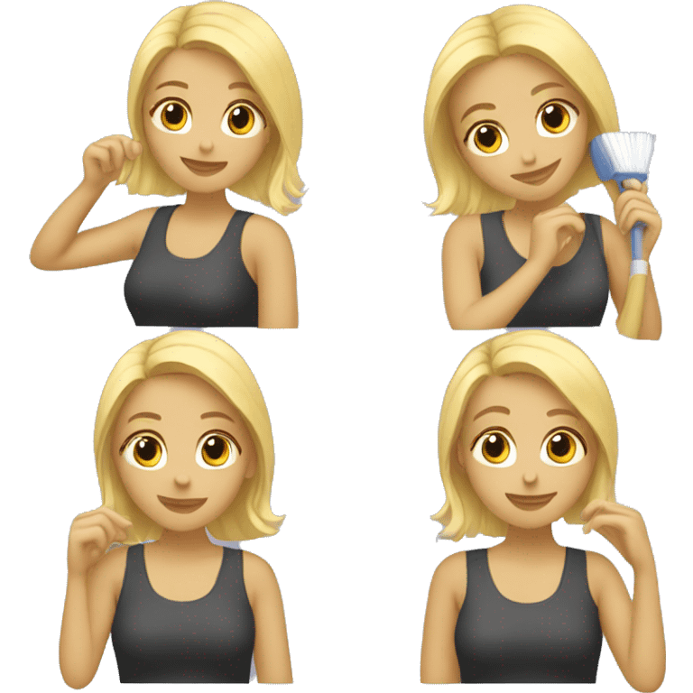 girl cleaning her blonde hair emoji