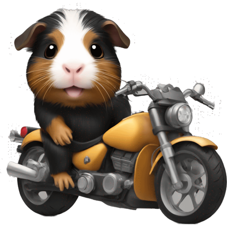 Black and tan guinea pig on motorcycle  emoji