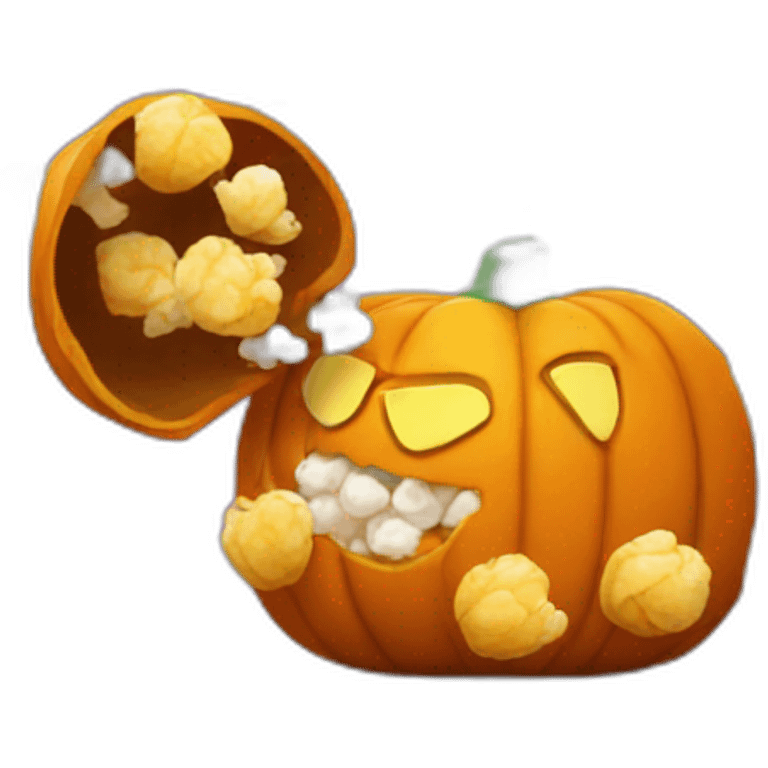 pumpkin eating popcorn emoji