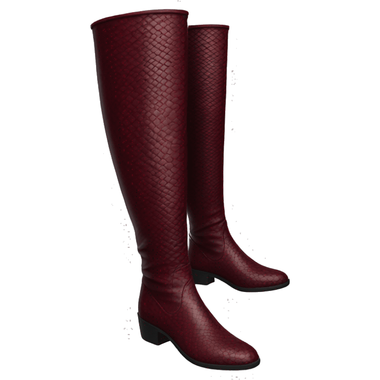 1 burgundy long boots with no face and a snake skin material  emoji