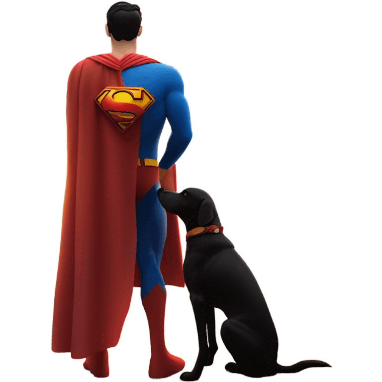 Superman with a dog in a sunset I. Santorini emoji