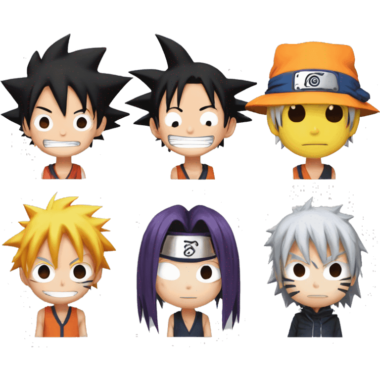 Luffy+naruto+Goku+ichigo emoji