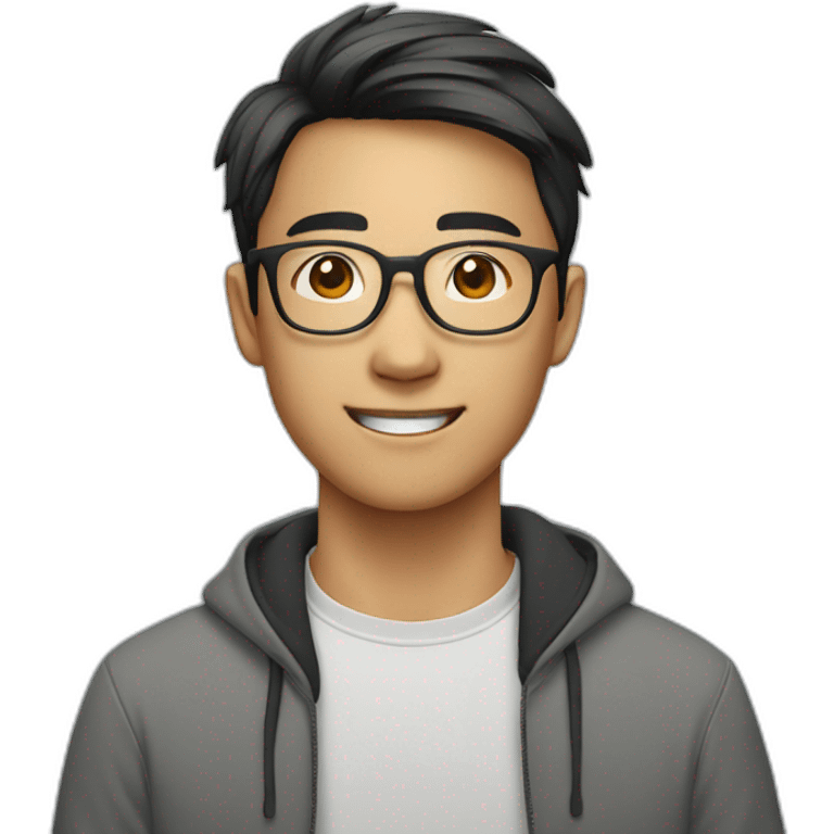 asian young man wearing eyeglasses emoji