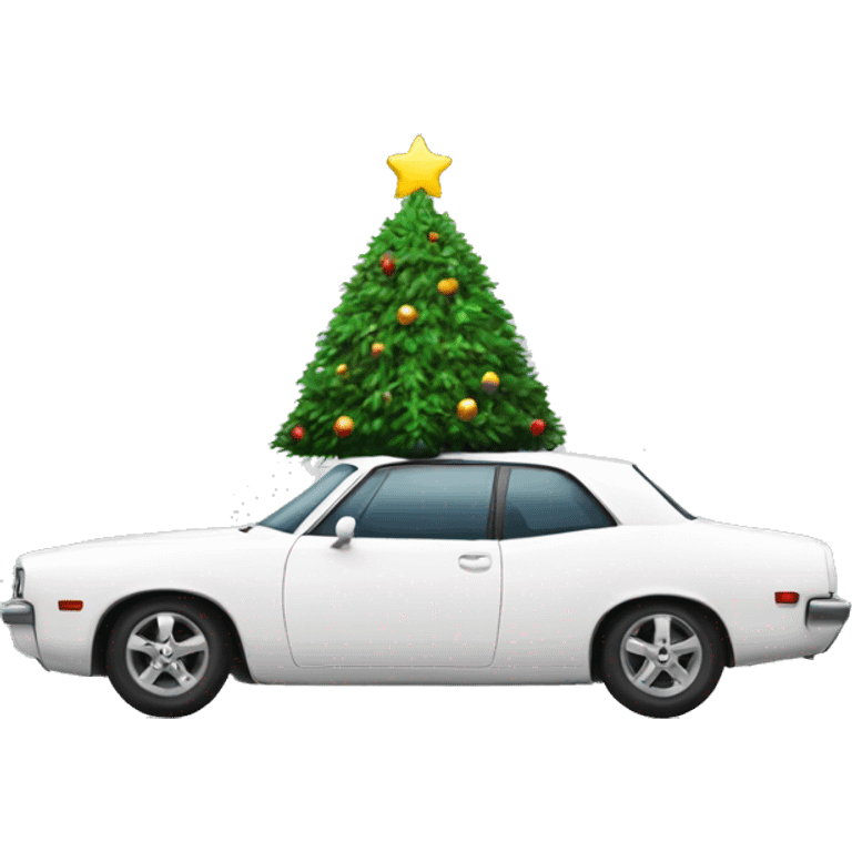 white car with christmas tree on top emoji