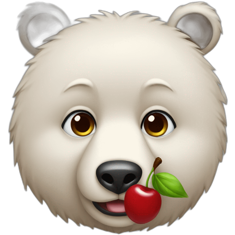 bear with blue eyes eating cherry emoji