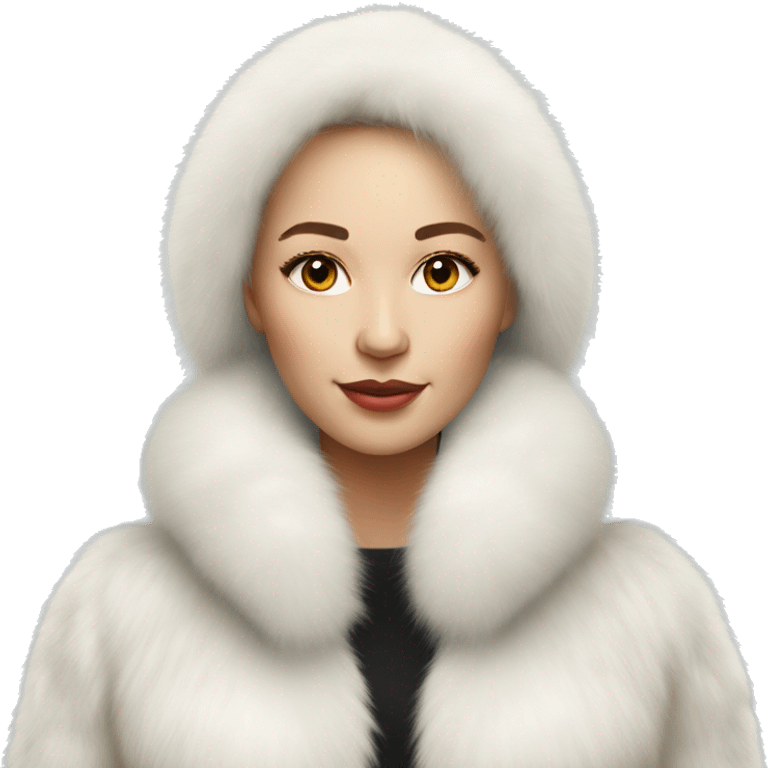 Realistic Russian woman pretty in white fur jacket  emoji