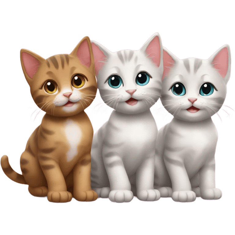 Three kittens saying good morning emoji