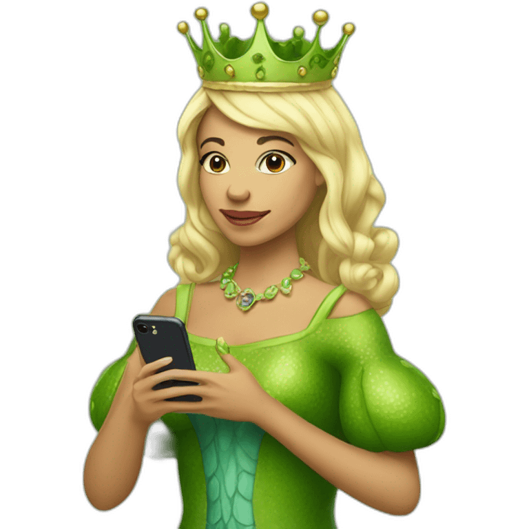 queen of frogs with her iphone emoji