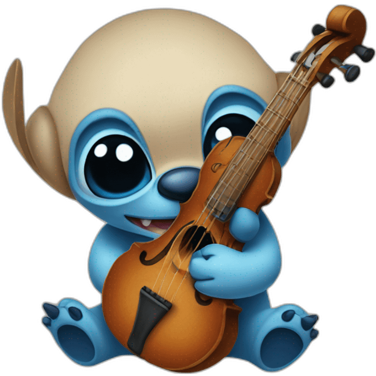 Stitch qui joue du hautbois (instruments) emoji