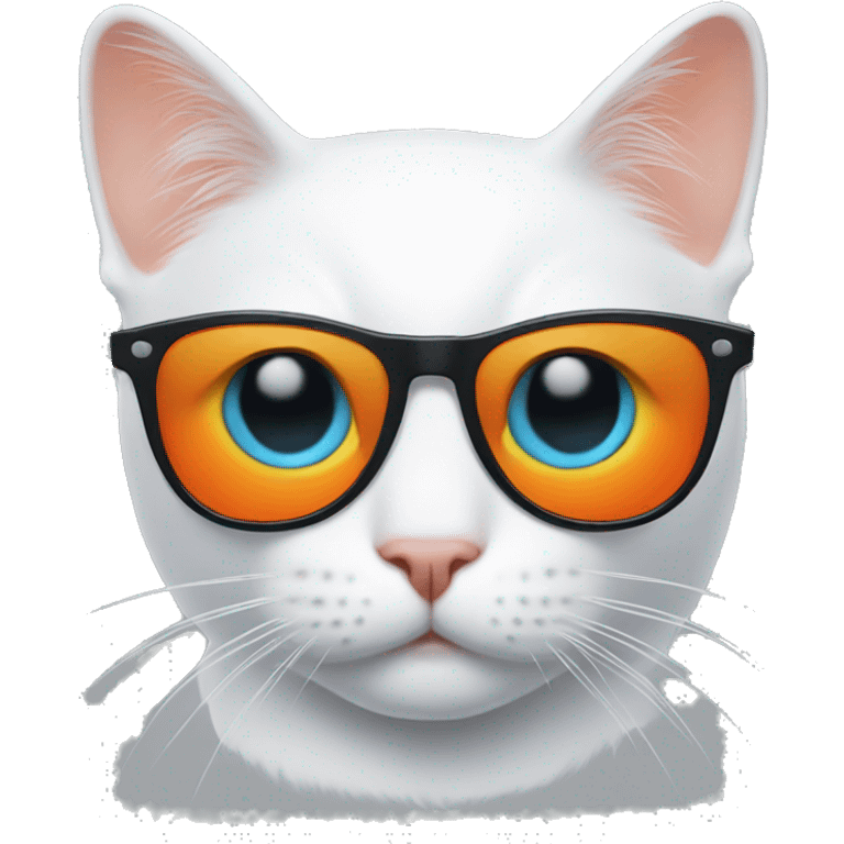 White cat with orange spot on head with sunglasses  emoji