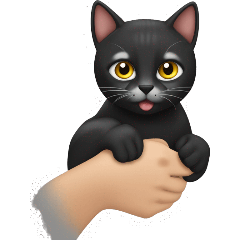 Девушка с черным котиком на руках у котика желтые глаза emoji