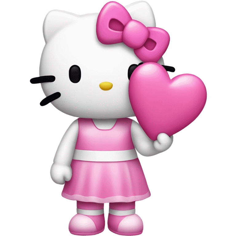 hello kitty holding a pink heart emoji