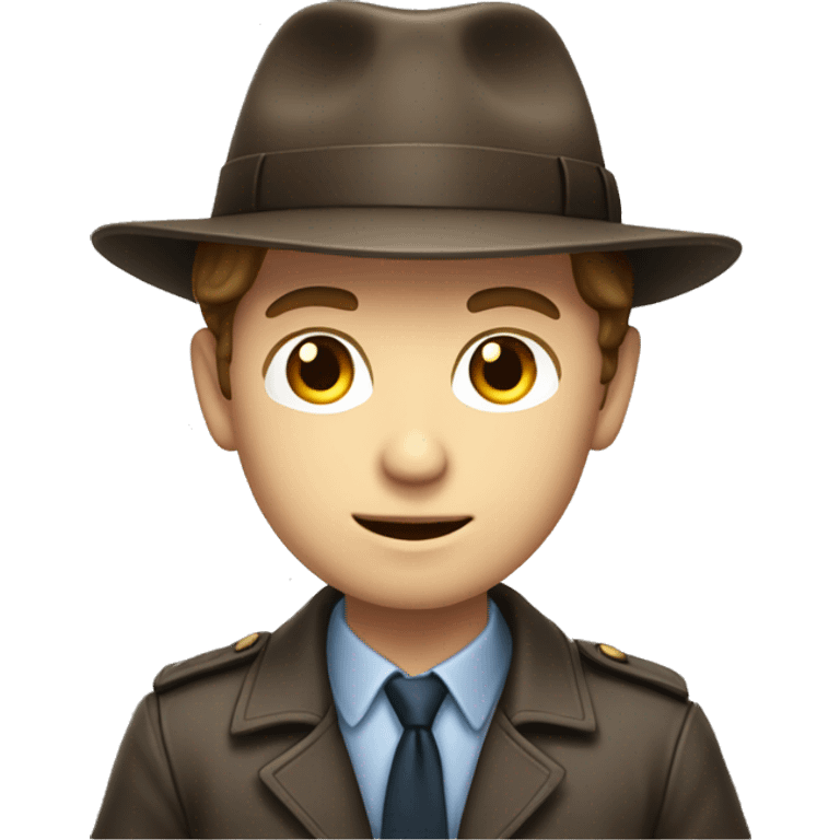 Handsome white boy with brown hair dressed like an investigator emoji