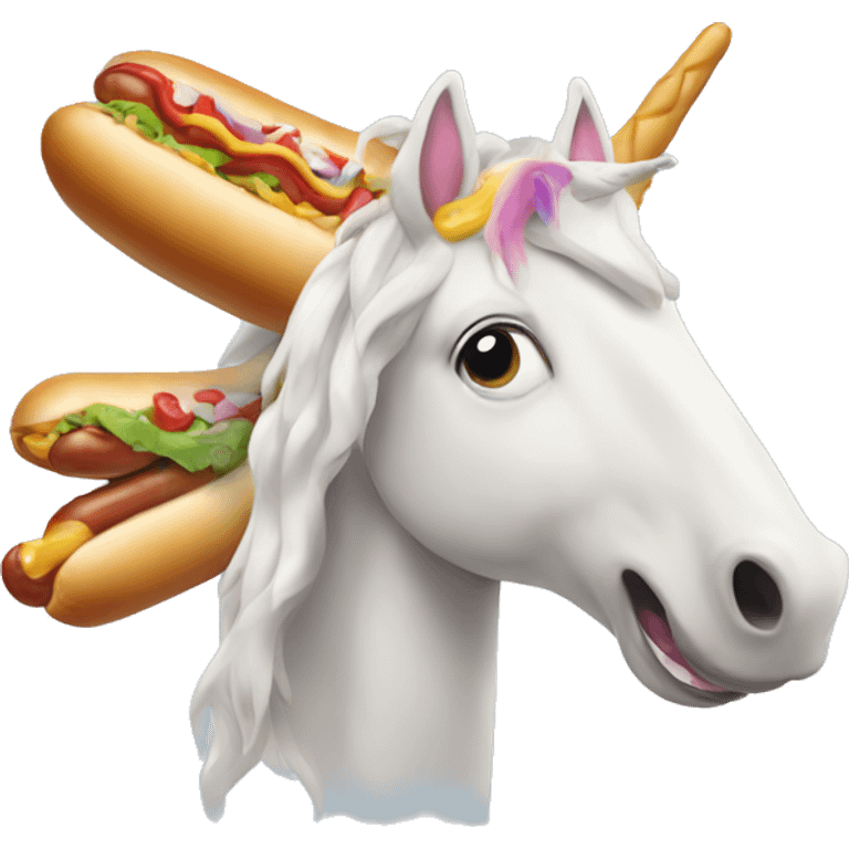 Unicorn eating a hotdog emoji