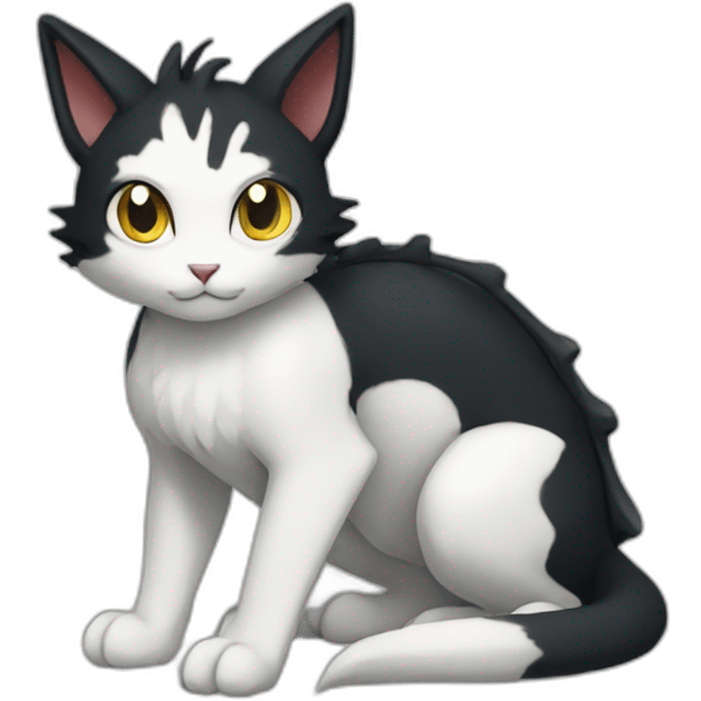 Sitting-Black-and-White-cat-dragon-type-pokemon emoji