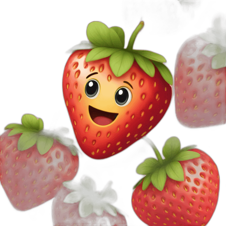 strawberry with a smile heart shape emoji