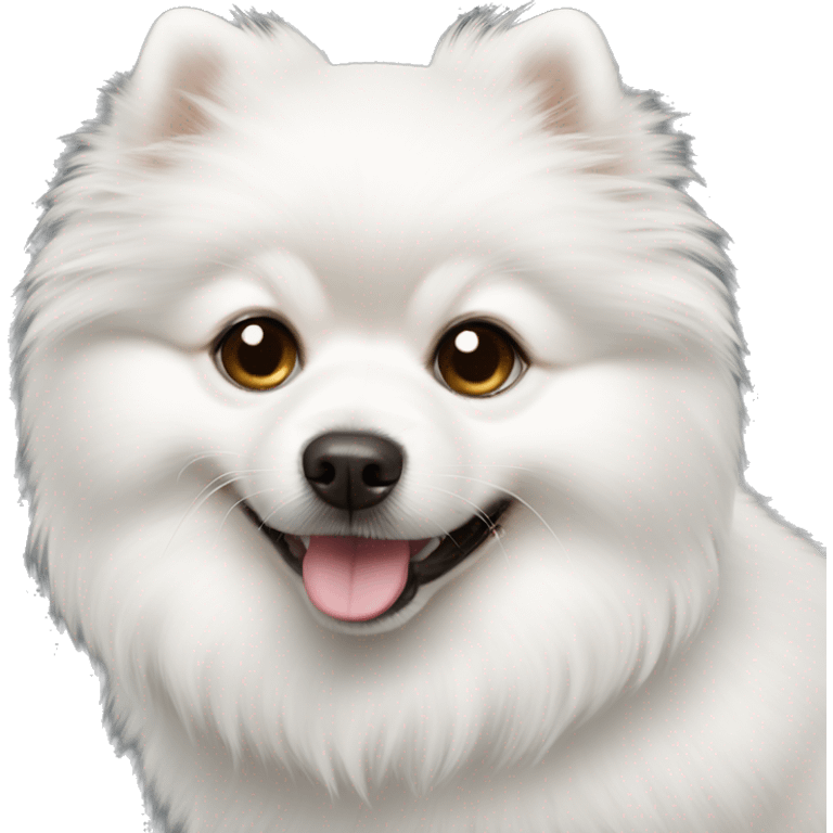 Cute fluffy white Pomeranian shpitz emoji