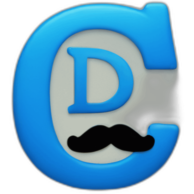 A blue letter D with a moustache emoji