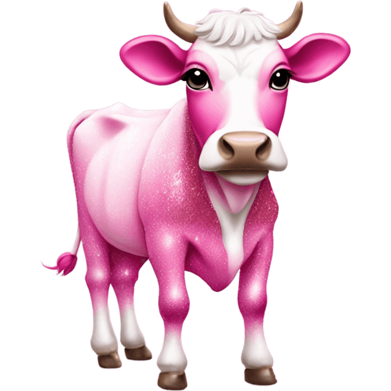 Pink ombre full body cow with glitter  emoji