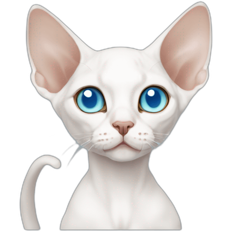 Slim white devon rex with light blue eyes anime emoji