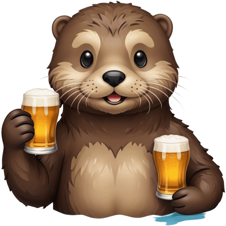 a beer-drinking sea otter emoji