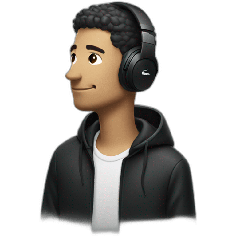 Lacoste headphone latin guy with black windbreaker emoji