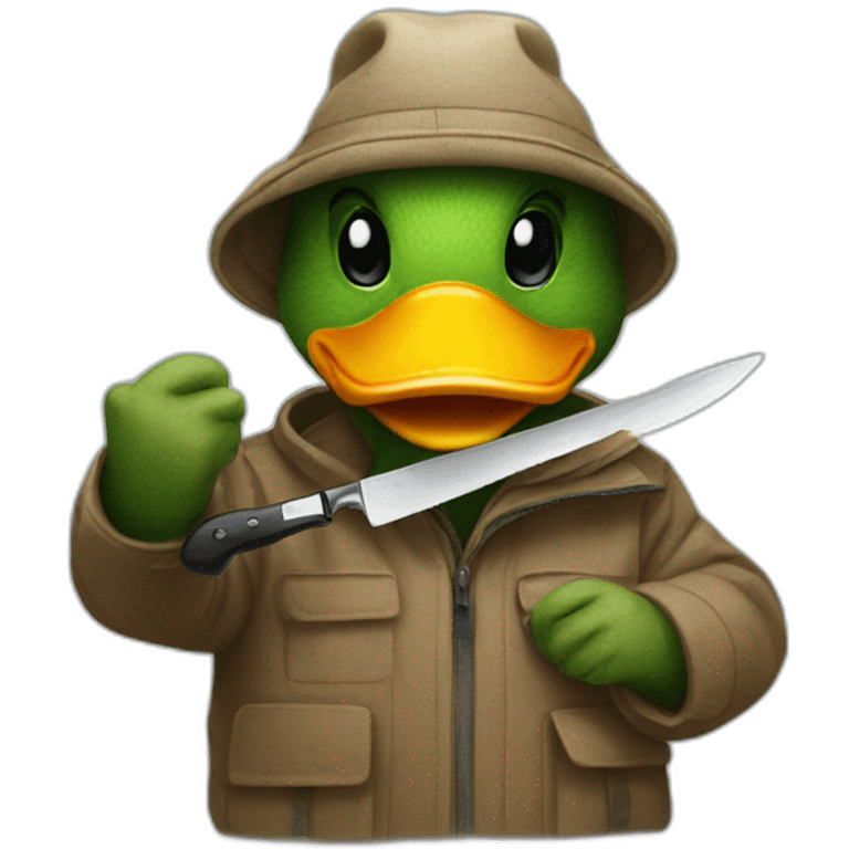 Duck holds a knife in his mouth emoji