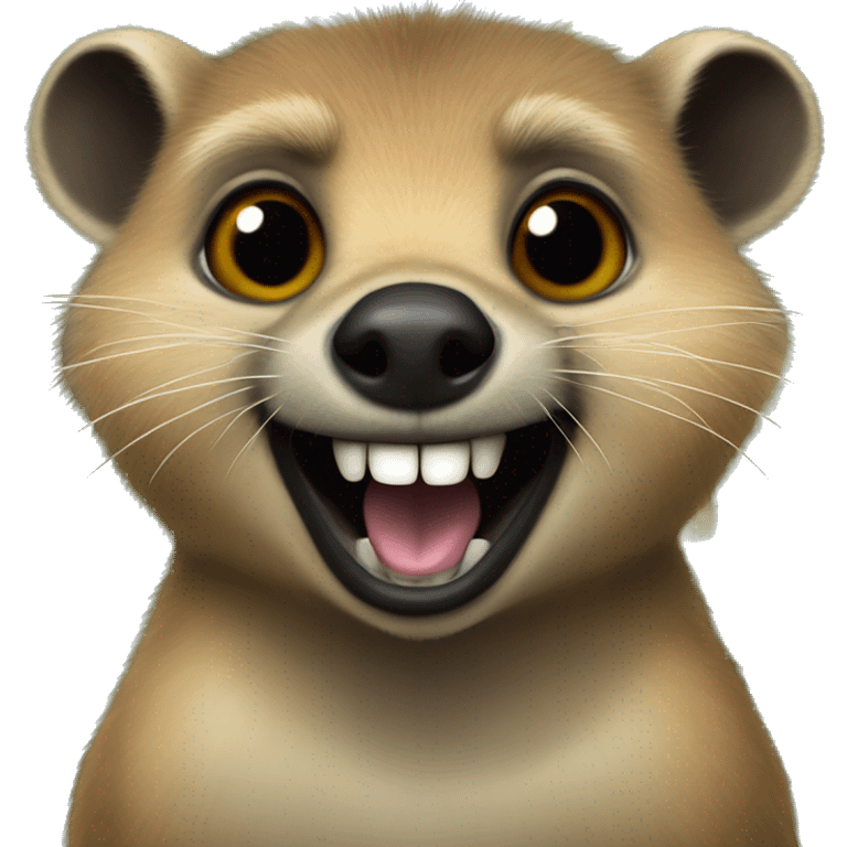 Hyrax with long canine teeth sitting on the top of a hut emoji