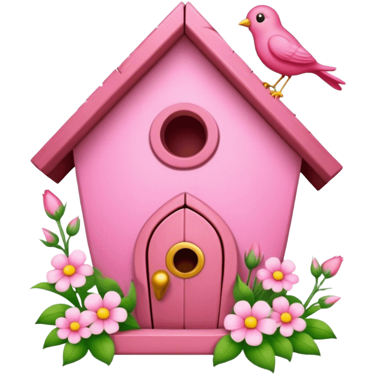 pink bird's house with flower emoji