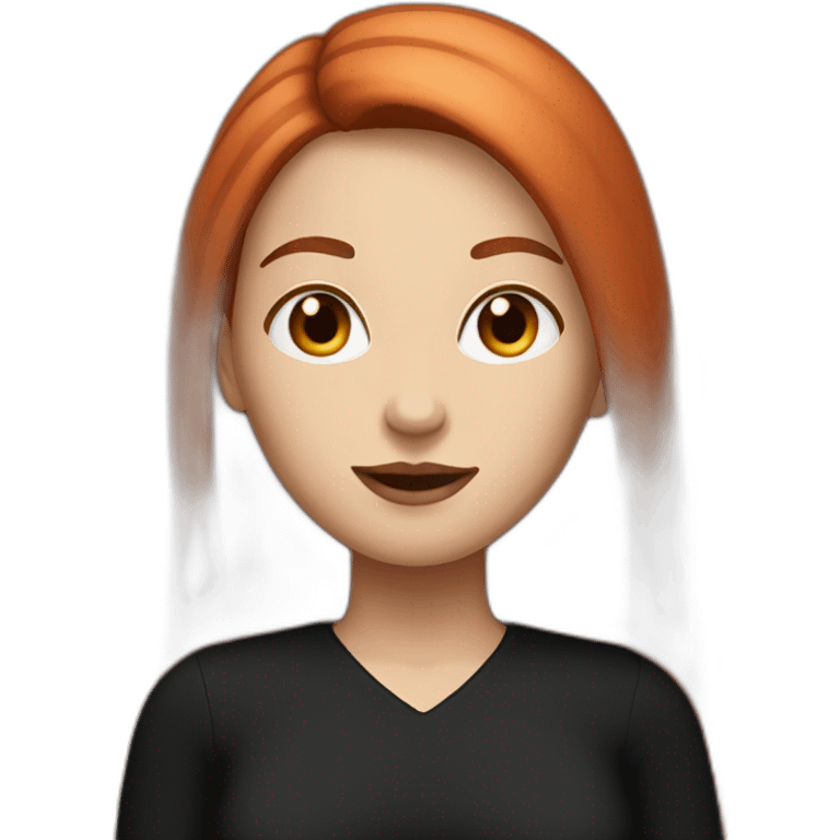 woman with long straight ruby hair and white skin and black shirt emoji