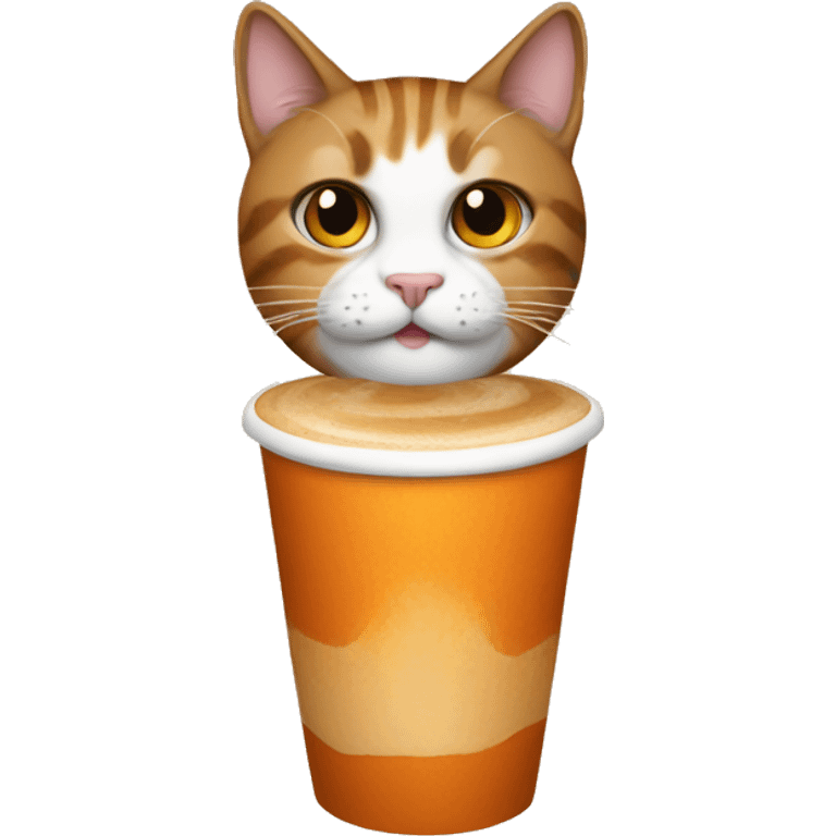 Cat with pumpkin spice latte emoji