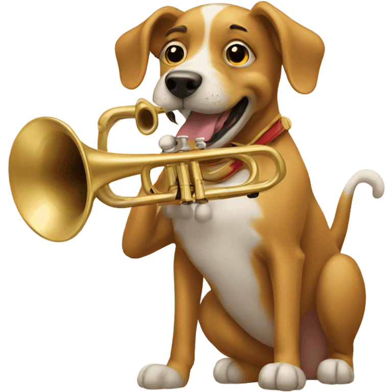 Dog playing trombone emoji