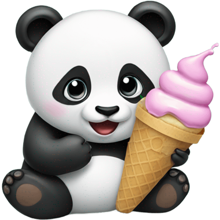 Panda eating ice cream emoji