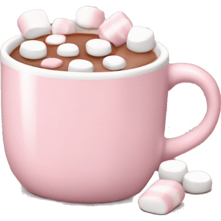 Light Pink mug of hot chocolate with marshmallows  emoji